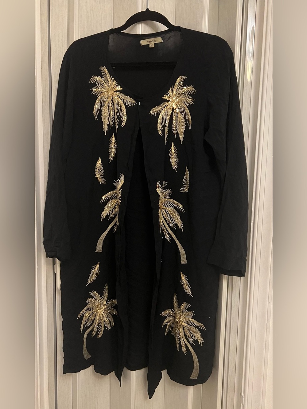 Black Palm-Embroidered Robe - Picture 3 of 5